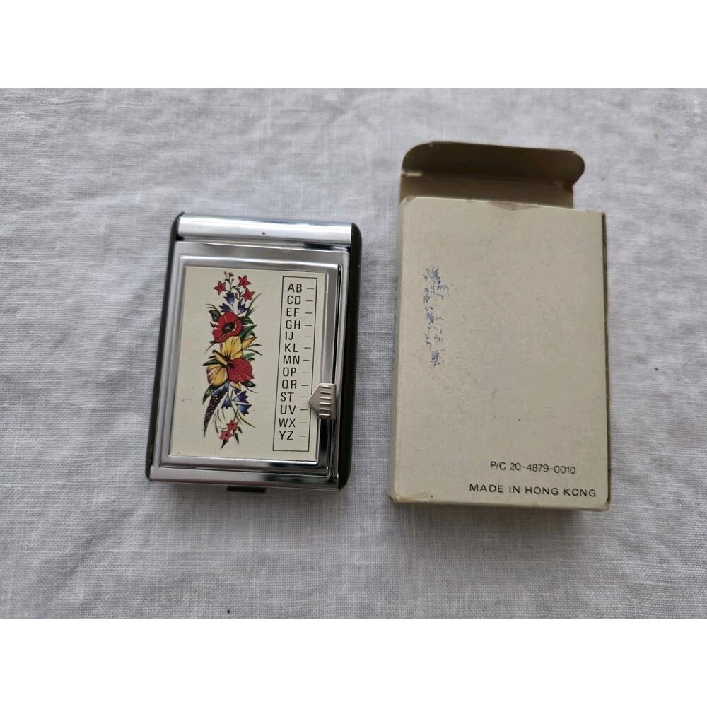 VTG Miniature Pocket Flip Address Phone Number Book Index Metal Floral Brand New